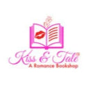 Logo of a romance bookshop with a book and lips design on a white background
